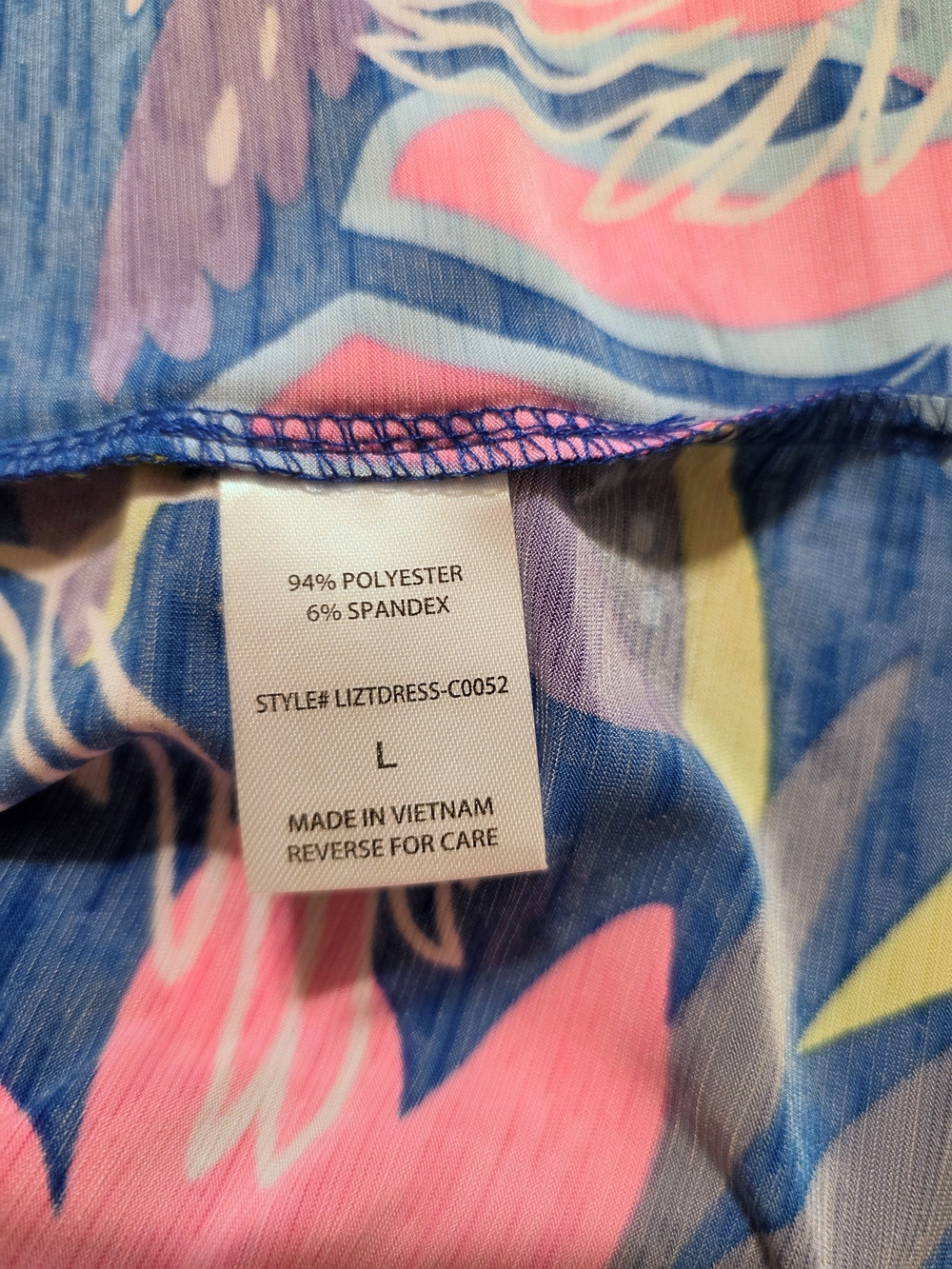 Dear Scarlett Sleeveless Midi Dress in Navy, Pink & Blue Tropical Print - Picture 6 of 7